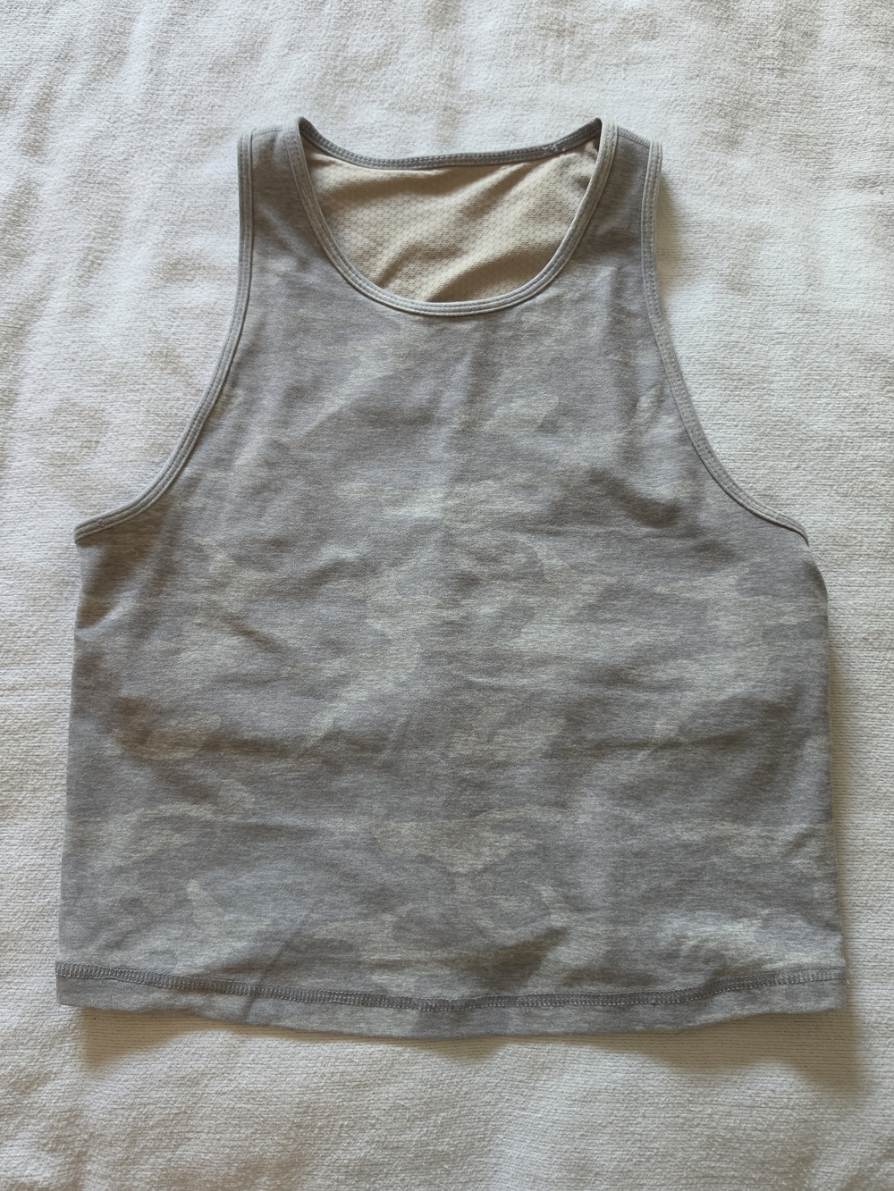 Vuori Light Gray Camo Cropped Athletic Tank